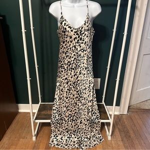 Vici midi leopard print satin-like dress.